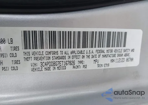 2014 Dodge Journey Sxt из США, поврежденный, VIN 3C4PDDBG7ET167826